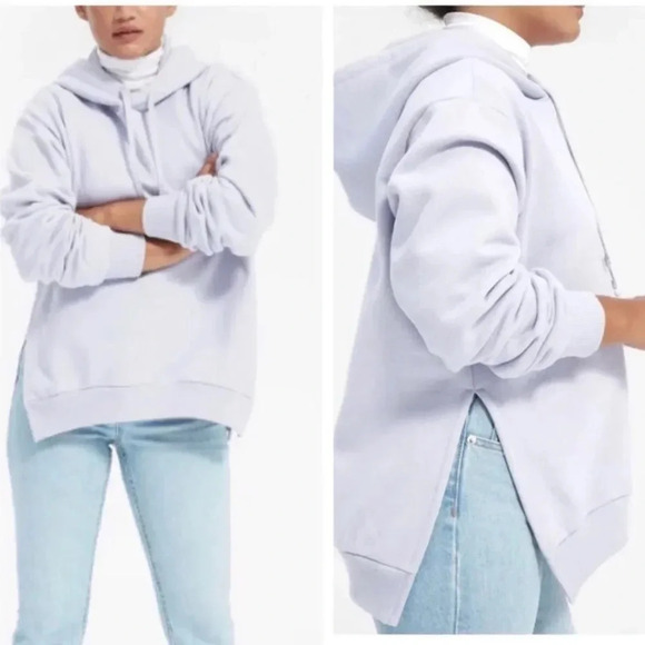 Everlane Side Slit The Oversized Fleece Hoodie Sz XXS - Picture 2 of 13